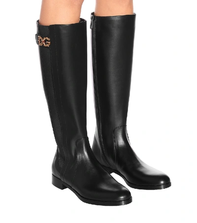 Shop Dolce & Gabbana Knee-high Leather Boots In Black