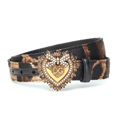 Shop Dolce & Gabbana Devotion Leopard-jacquard Belt In Black