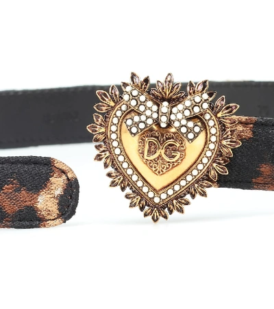 Shop Dolce & Gabbana Devotion Leopard-jacquard Belt In Black