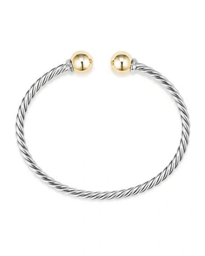 Shop David Yurman Solari Bracelet With Diamonds And Gold In Silver, 3.5mm