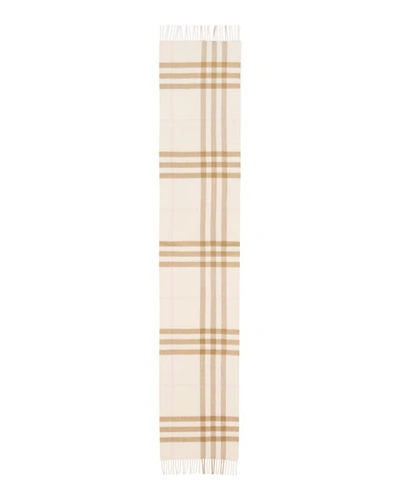Shop Burberry Giant Check Cashmere Scarf In White/alabaster