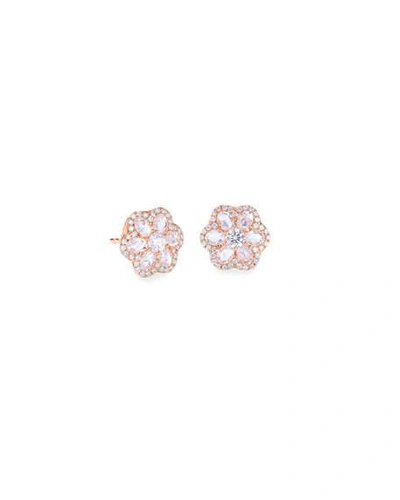 Shop 64 Facets 18k Rose Gold Diamond Flower Stud Earrings