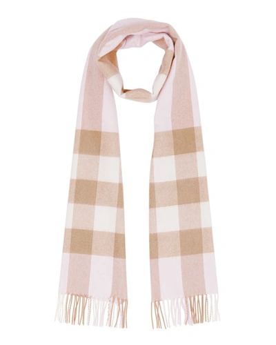 Shop Burberry Half Mega Check Cashmere Scarf In Alabaster