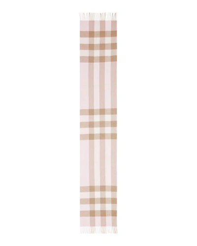 Shop Burberry Half Mega Check Cashmere Scarf In Alabaster