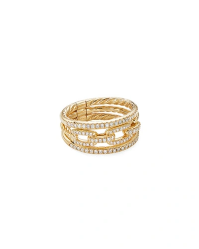 Shop David Yurman Stax 18k Yellow Gold Diamond 3-row Ring