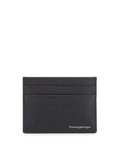 Shop Ermenegildo Zegna Men's Printed Leather Card Case In Black