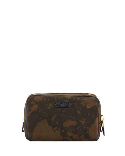Shop Tom Ford Men's Camo Suede Travel Toiletry Case In Black