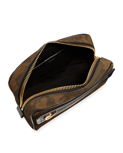 Shop Tom Ford Men's Camo Suede Travel Toiletry Case In Black