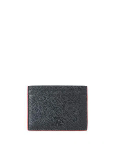 Shop Christian Louboutin Men's Kios Spiked Leather Card Case In Black