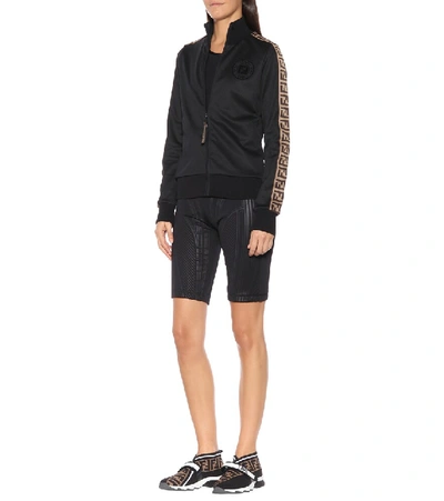 Shop Fendi Jersey Track Jacket In Black