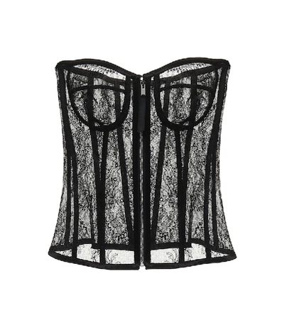 Shop Saint Laurent Lace Bustier In Black