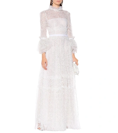 Shop Costarellos Floral Lace Gown In White
