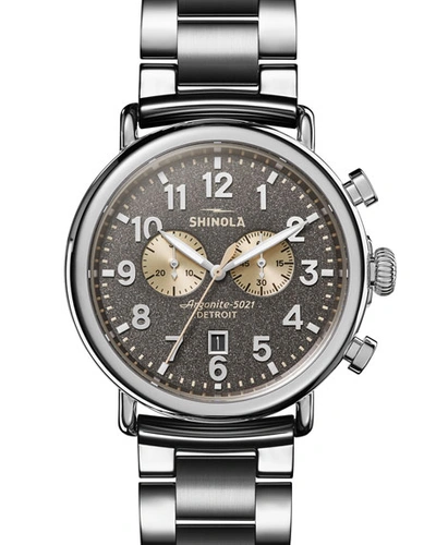 Shop Shinola Men's 47mm Runwell Chronograph Bracelet Watch In Silver