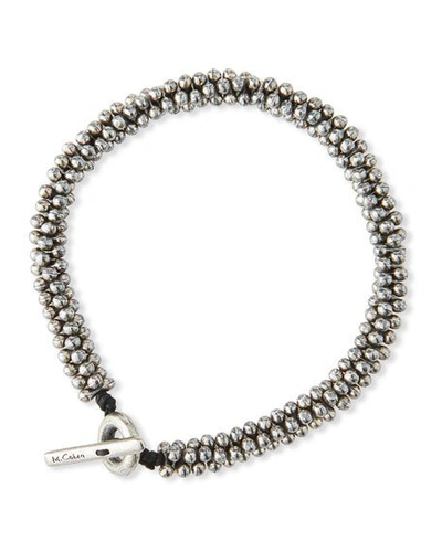 Shop M Cohen Men's Mini Sterling Silver Jacks Bead Bracelet In Black