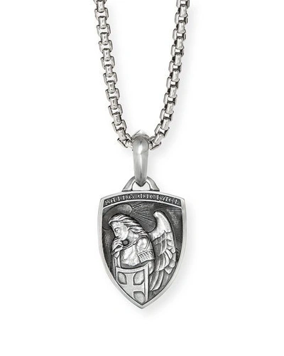 Shop David Yurman Men's St. Michael Pendant In Silver, 26mm