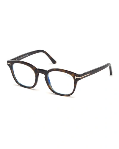 Shop Tom Ford Men's Havana Optical Glasses W/ Magnetic Clip-on Sun Lenses In Brown