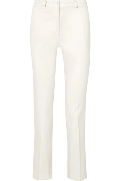Shop Etro Cropped Cotton-blend Slim-leg Pants In White