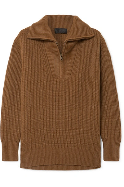 Shop Nili Lotan Beni Ribbed Cashmere Sweater In Brown