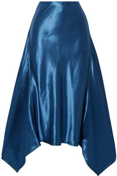 Shop Sies Marjan Darby Asymmetric Satin Midi Skirt In Blue