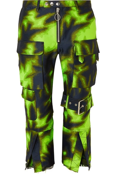 Shop Marques' Almeida Cropped Brocade Straight-leg Pants In Lime Green