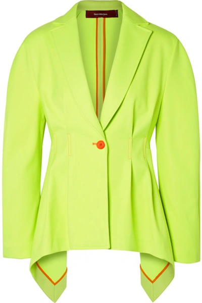 Shop Sies Marjan Haru Neon Pleated Twill Blazer In Chartreuse