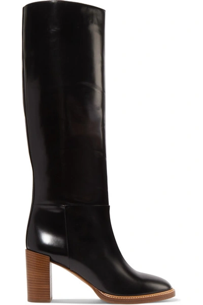 Shop Gabriela Hearst Bocca Leather Knee Boots In Black