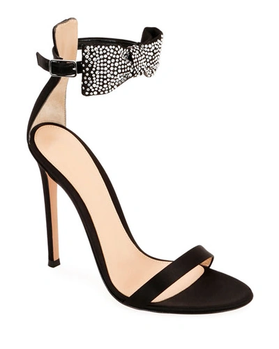 Shop Gianvito Rossi Crystal Bow 105mm Sandals In Black