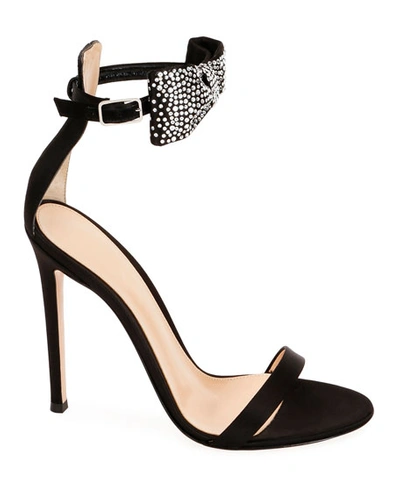 Shop Gianvito Rossi Crystal Bow 105mm Sandals In Black