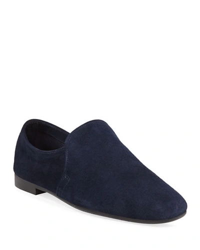 Shop Aquatalia Revy Flat Calf Suede Loafers In Indigo