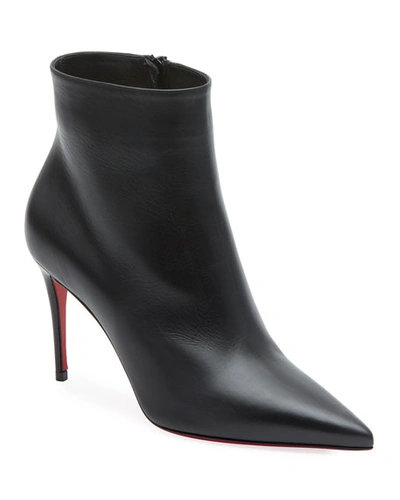 Shop Christian Louboutin So Kate Leather Red Sole Booties In Black