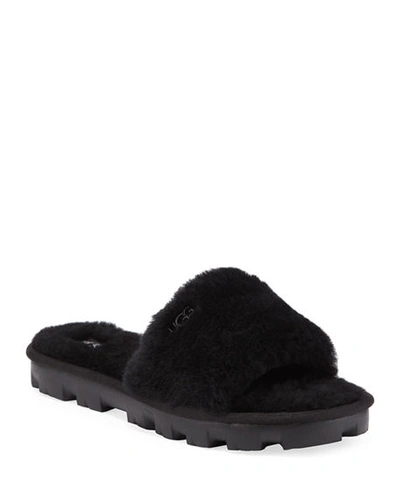 Shop Ugg Cozette Shearling Slide Slippers In Black