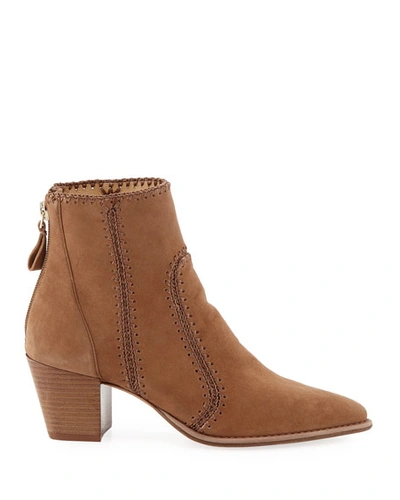 Alexandre Birman Benta Suede Stitched Booties In Light Beige