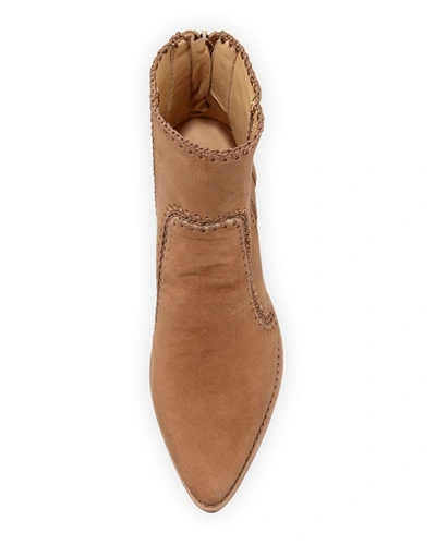 Alexandre Birman Benta Suede Stitched Booties In Light Beige