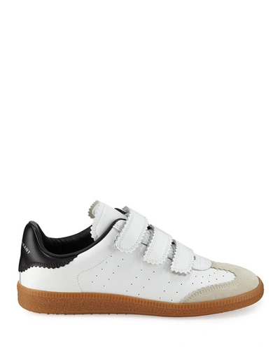 Shop Isabel Marant Beth Perforated Leather Grip-strap Sneakers In White/black