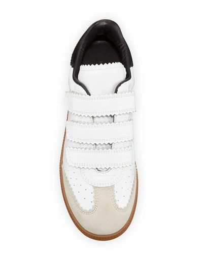 Shop Isabel Marant Beth Perforated Leather Grip-strap Sneakers In White/black