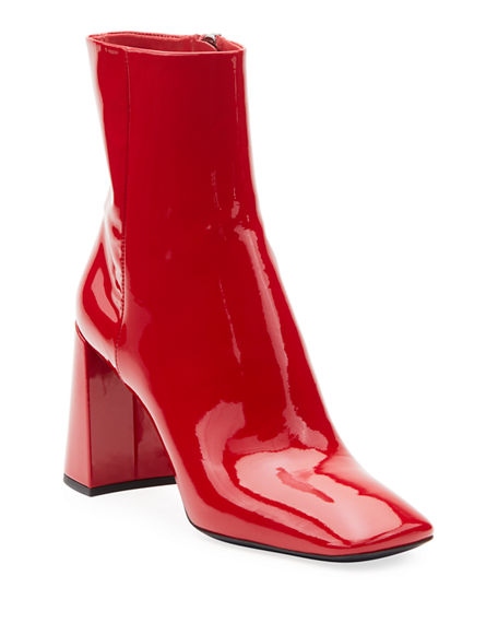 Prada Women's Leather Heel Ankle Boots Booties In Red | ModeSens