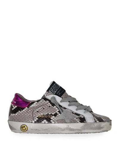 Shop Golden Goose Girl's Superstar Snakeskin Embossed Leather Sneakers, Baby/toddler