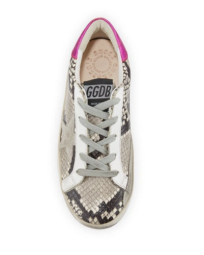 Shop Golden Goose Girl's Superstar Snakeskin Embossed Leather Sneakers, Baby/toddler