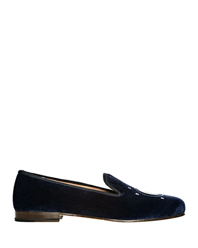 Shop Stubbs And Wootton Nite N Day Velvet Slippers In Navy
