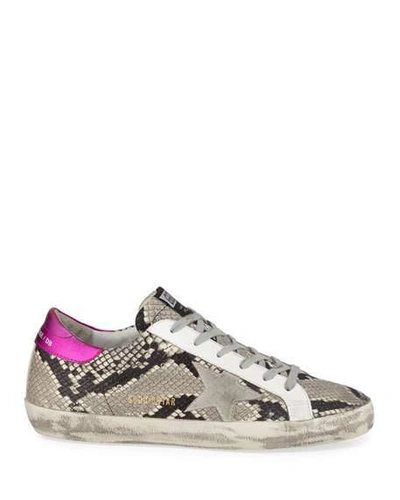 Shop Golden Goose Superstar Snake-print Sneakers In Natural Snake Prt