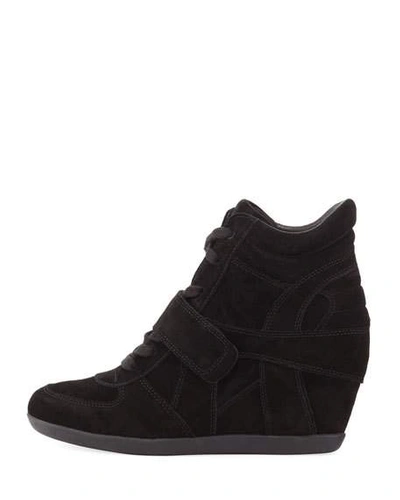 Shop Ash Bowie Lace-up Suede Sneaker Booties In Black