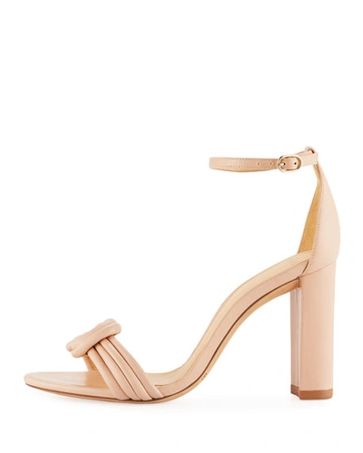 Shop Alexandre Birman Vicky Knot Leather High-heel Sandals In Light Sand