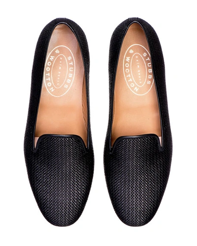 Shop Stubbs And Wootton Woven Raffia Slippers In Black