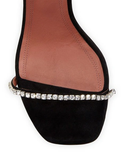 Shop Amina Muaddi Gilda Suede And Crystal High-heel Sandals In Black