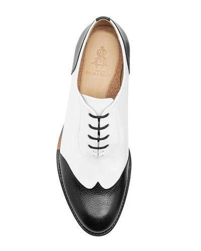 Shop The Office Of Angela Scott Mr. Evans Wing-tip Oxfords In Black And White