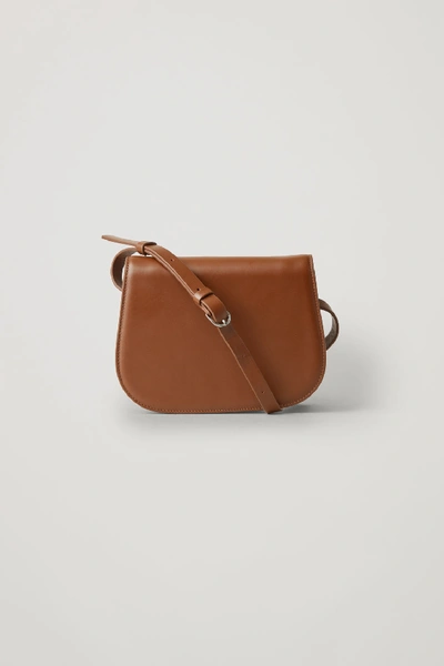 Shop Cos Small Leather Shoulder Bag In Beige