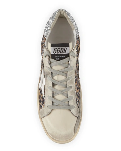 Shop Golden Goose Superstar Leopard Embellished Sneakers In Leopard Silver