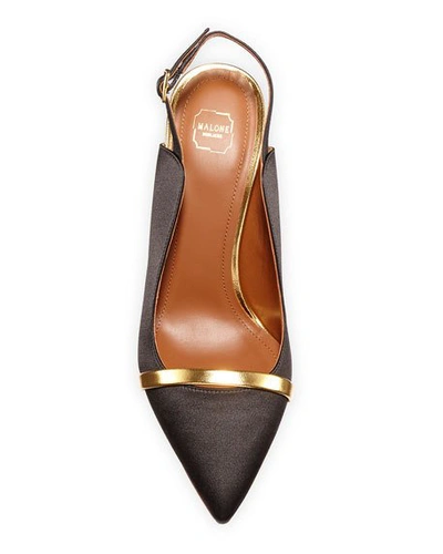 Shop Malone Souliers Marion 85mm Satin Slingback Pumps In Black/gold