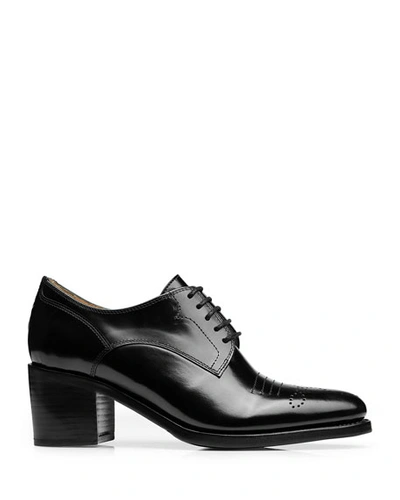 The Office Of Angela Scott Miss Button Heeled Oxfords In Black
