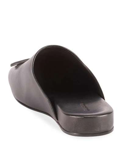 Shop Balenciaga Cosy Bb Flat Carrera Leather Mules In Black